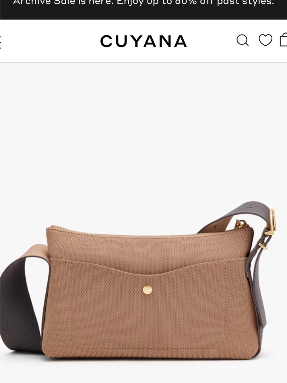 Cuyana Taupe Canvas Crossbody with Grey Strap